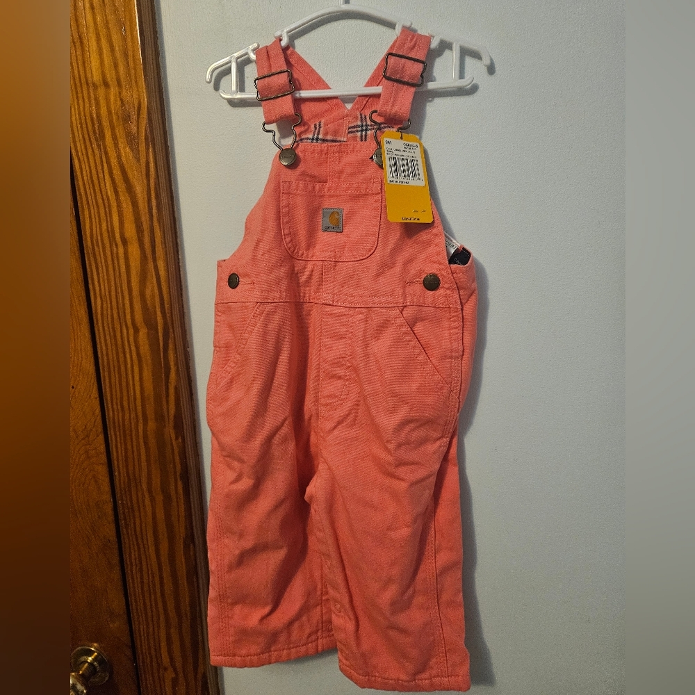 Carhartt Pink Overalls 9 Months Long Sleeve Top